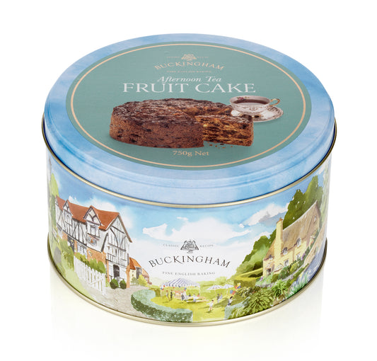 Exclusive gift tin of fruit cake flavoured with Earl Grey tea